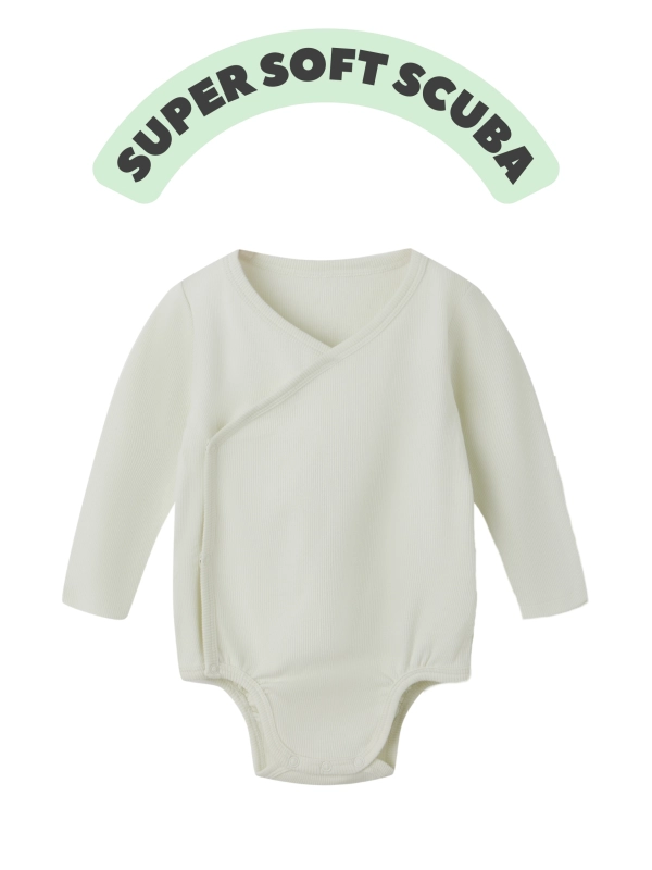 Organic Cotton Kimono-Style Baby Bodysuit - Unisex Long Sleeves with Side Snaps