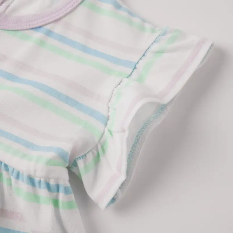 baby girl ruffle sleeve stripe print jersey dress