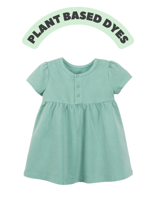 Organic Cotton 'Milly' Short Sleeve Baby Dress in Natural Yellow