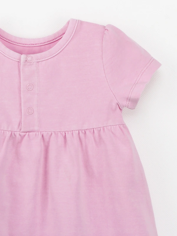 Organic Cotton 'Milly' Short Sleeve Baby Dress in Natural Yellow