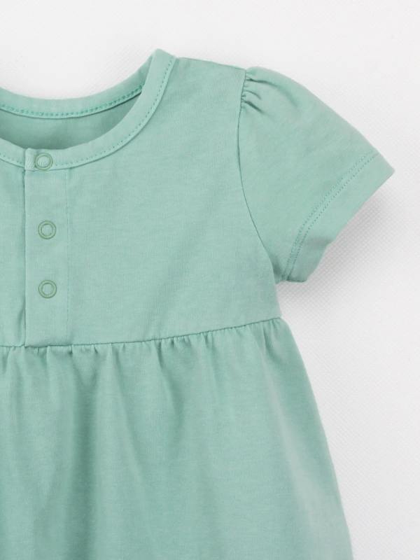 Organic Cotton 'Milly' Short Sleeve Baby Dress in Natural Yellow