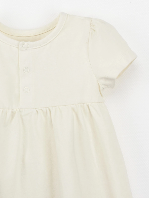 Organic Cotton 'Milly' Short Sleeve Baby Dress in Natural Yellow