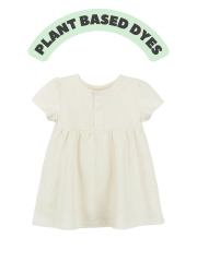 Organic Cotton 'Milly' Short Sleeve Baby Dress in Natural Yellow