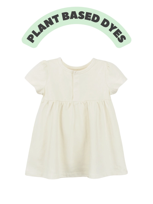 Organic Cotton 'Milly' Short Sleeve Baby Dress in Natural Yellow