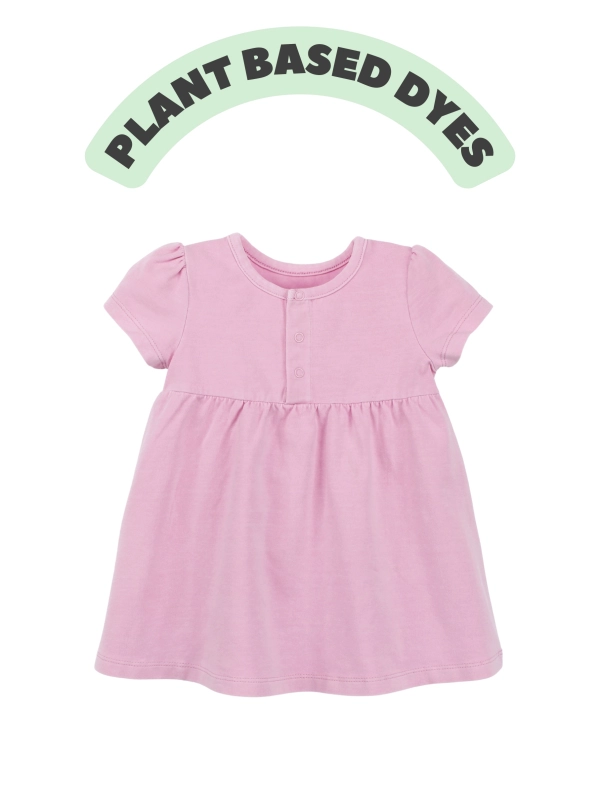 Organic Cotton 'Milly' Short Sleeve Baby Dress in Natural Yellow