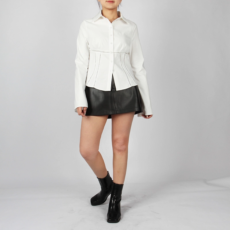 Long Sleeve Lace Trim Shirt