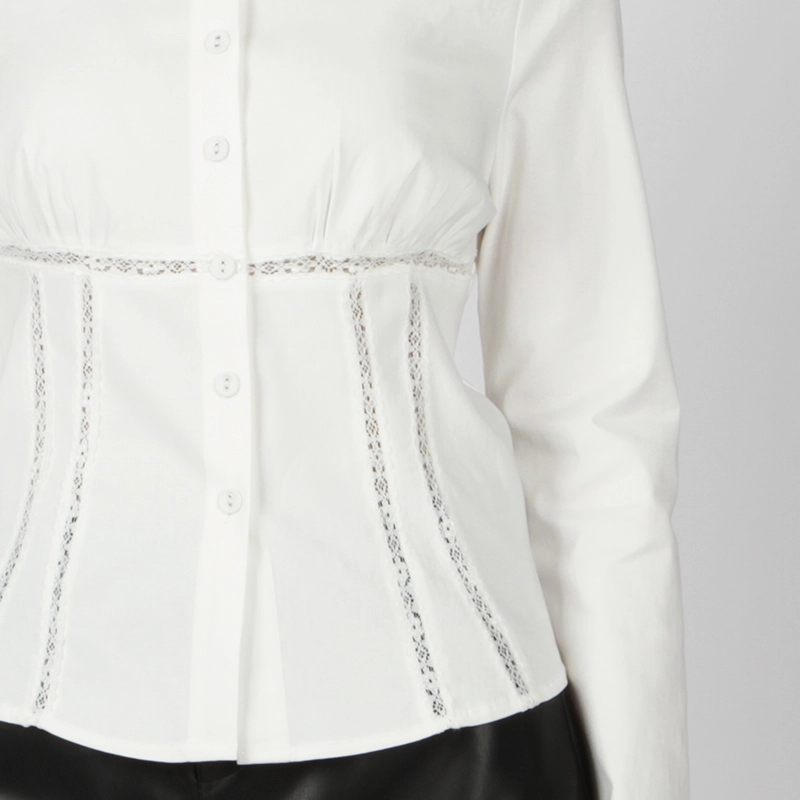 Long Sleeve Lace Trim Shirt