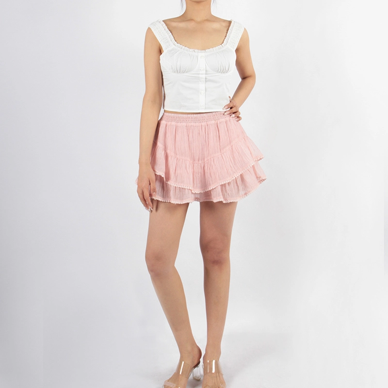 Senseng Shirred Waisted Mini Skort Skirt