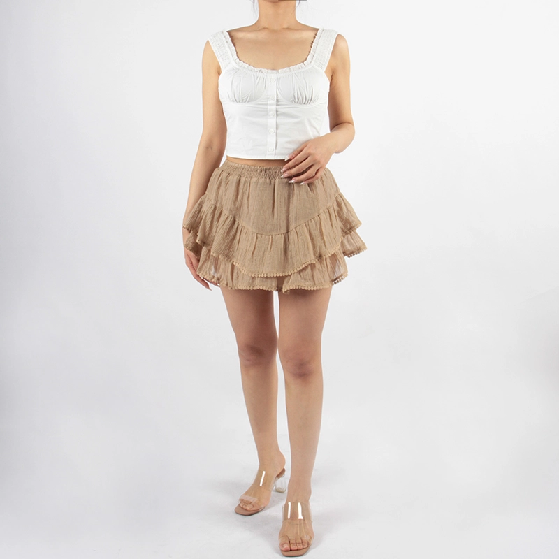 Senseng Shirred Waisted Mini Skort Skirt