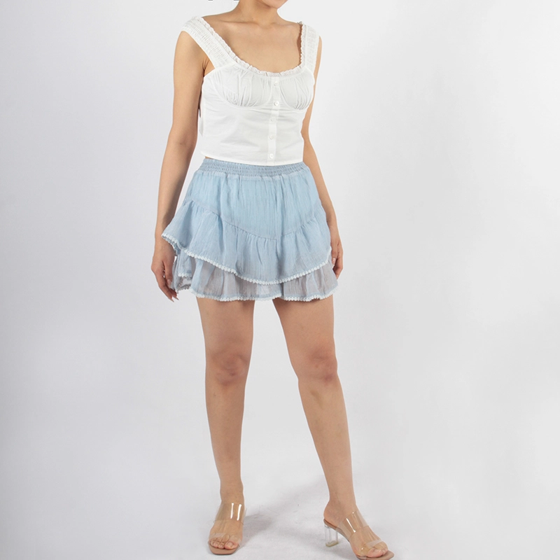 Senseng Shirred Waisted Mini Skort Skirt