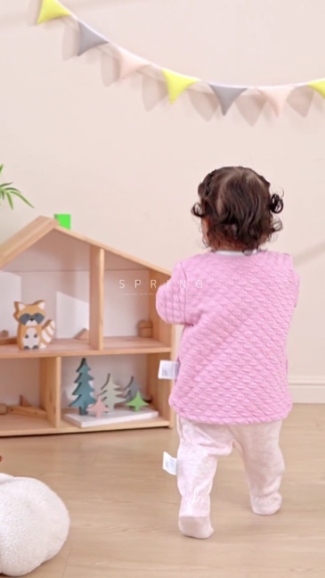 Baby Natural Dyed Button-Up Quilted Bomber Jacket