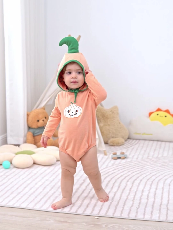 Baby Big Pumpkin Halloween Bodysuit and Hat Set