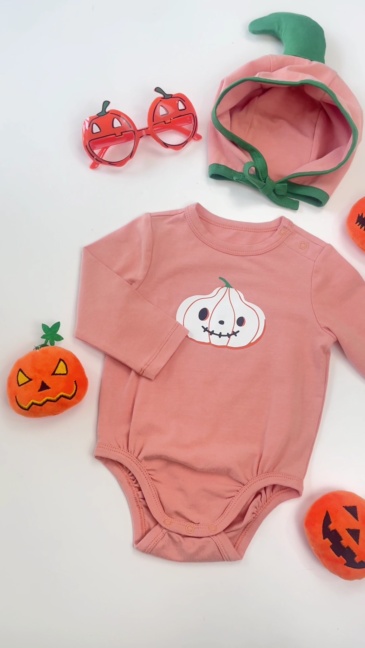 Baby Big Pumpkin Halloween Bodysuit and Hat Set