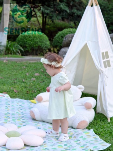 Organic Cotton 'Milly' Short Sleeve Baby Dress in Natural Yellow