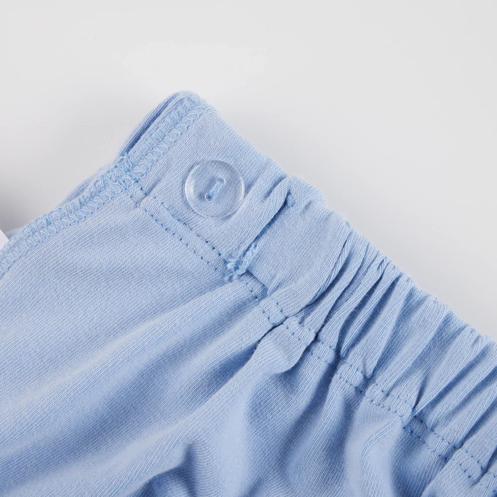 Organic cotton plant-dyed baby bloomer shorts with soft waistband and gathered leg openings