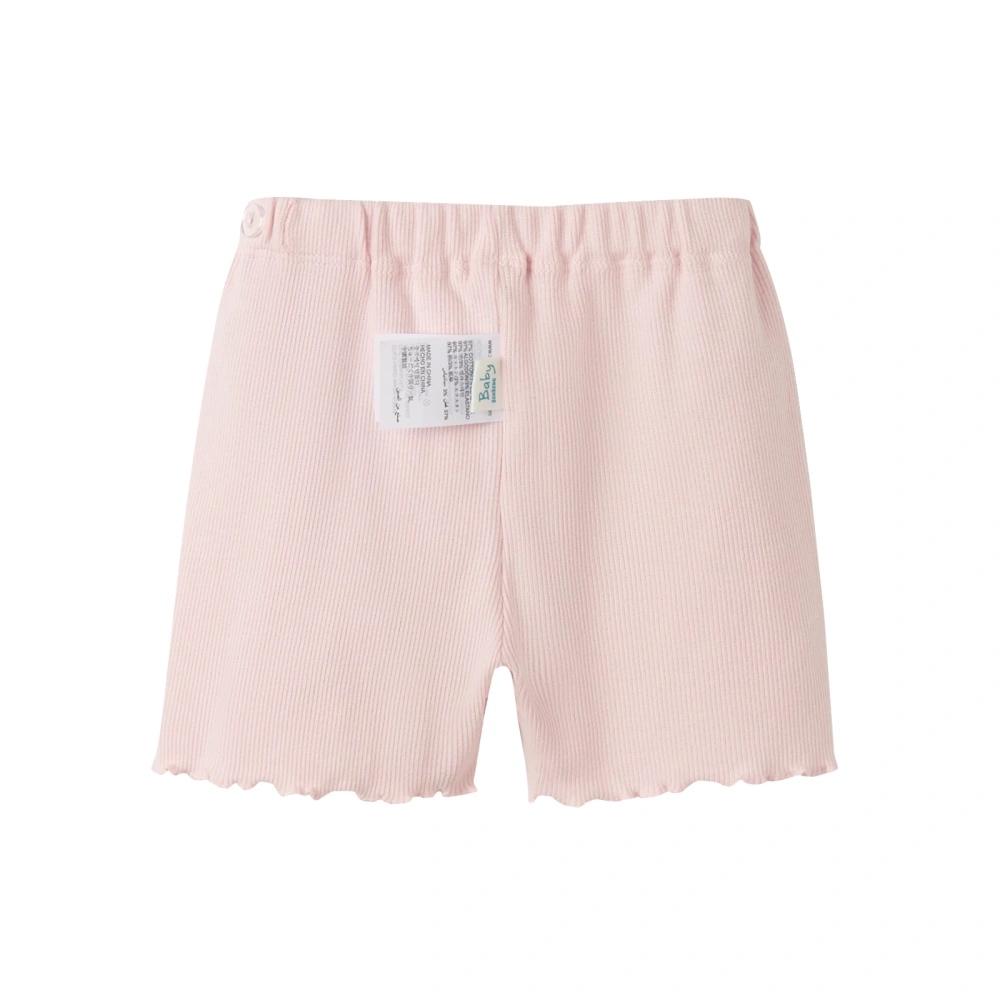 plant-dyed ribbed baby shorts, organic cotton, pull-on waist