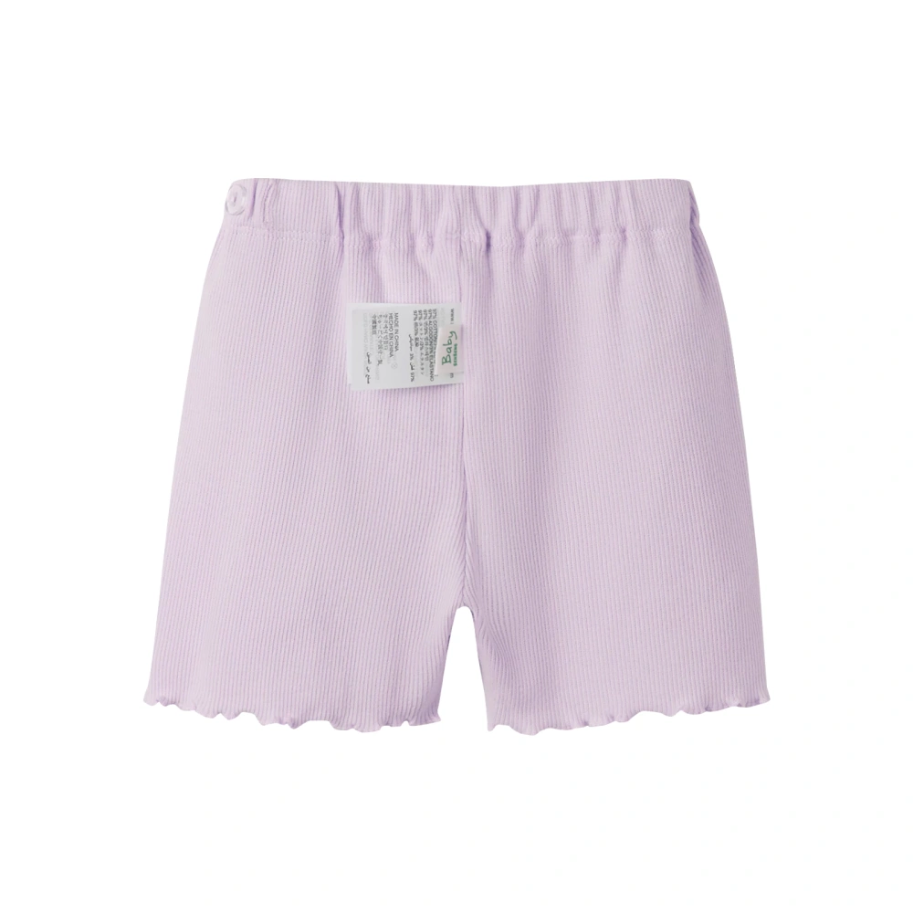 plant-dyed ribbed baby shorts, organic cotton, pull-on waist