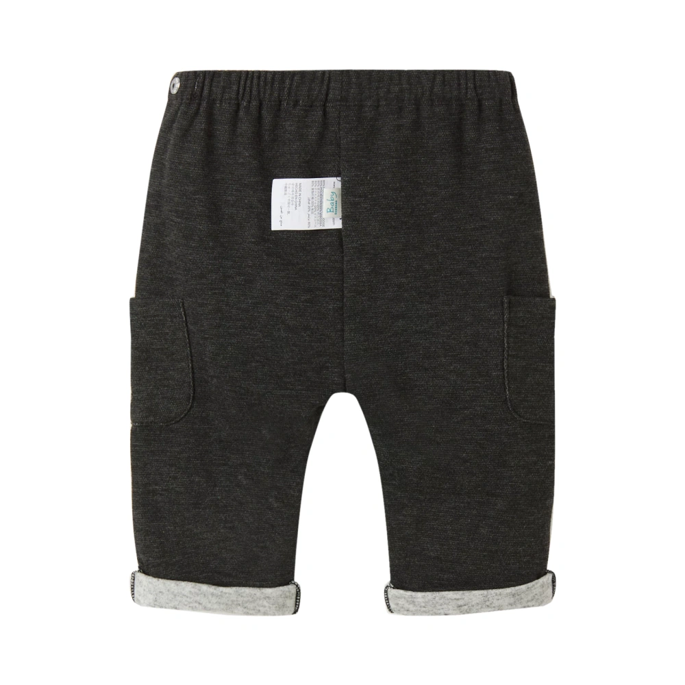 Back view of brushed-knit baby cargo pants with cuffs