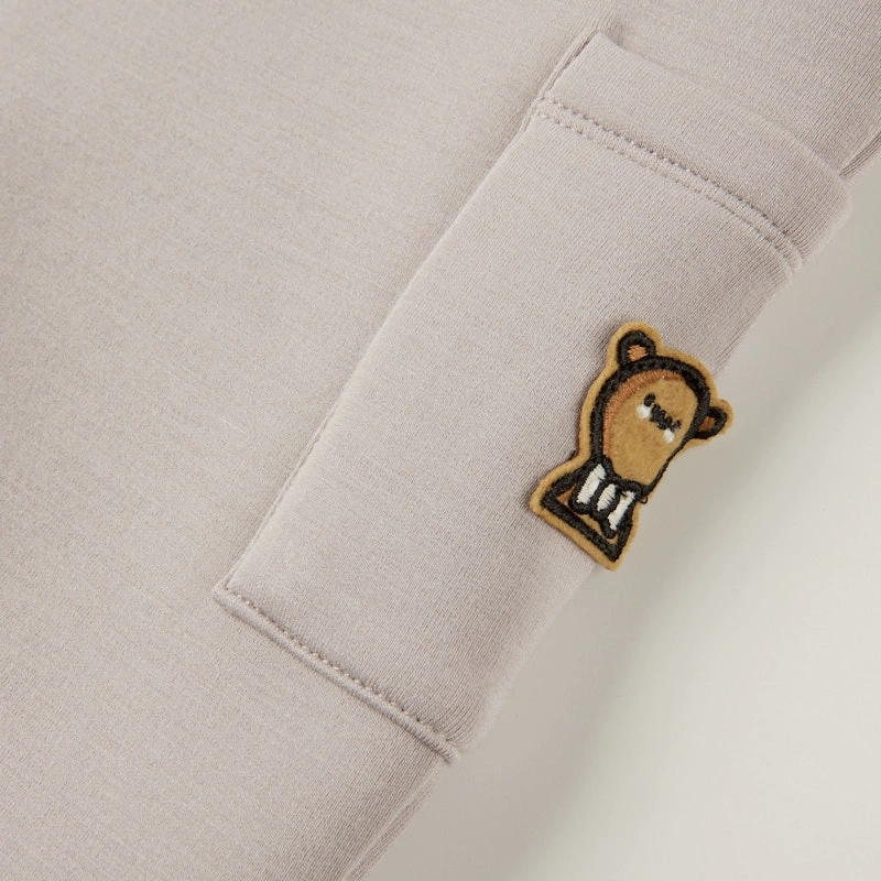 Close-up embroidery of  breathable, soft baby scuba dungarees