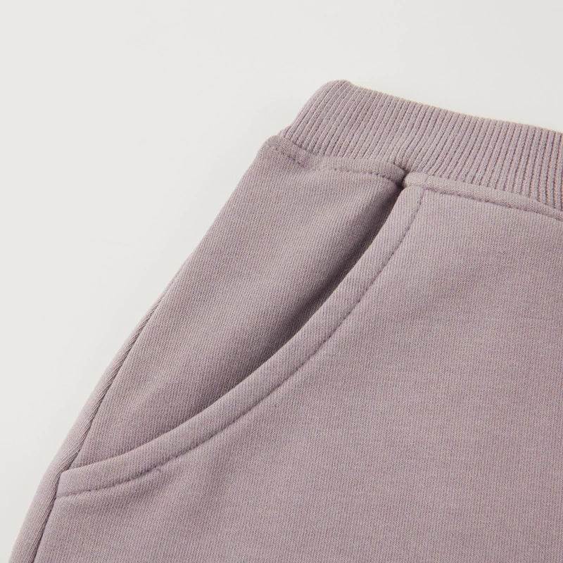 Organic-cotton French terry baby jogger shorts, plant-dyed, pull-on waistband