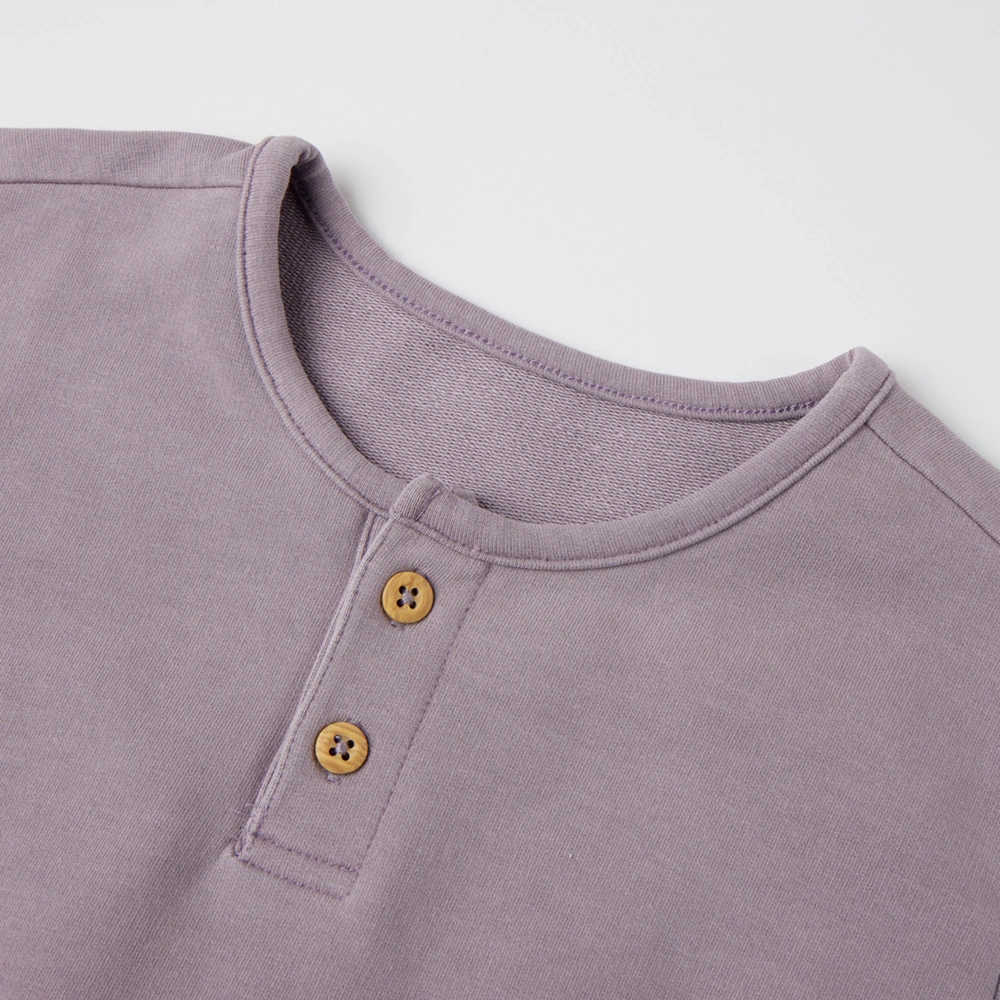 Baby henley neckline with buttons — organic-cotton French terry