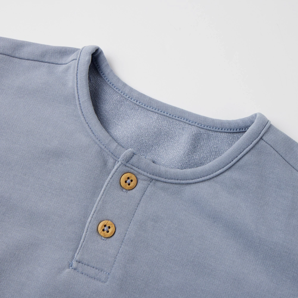 Baby henley neckline with buttons — organic-cotton French terry
