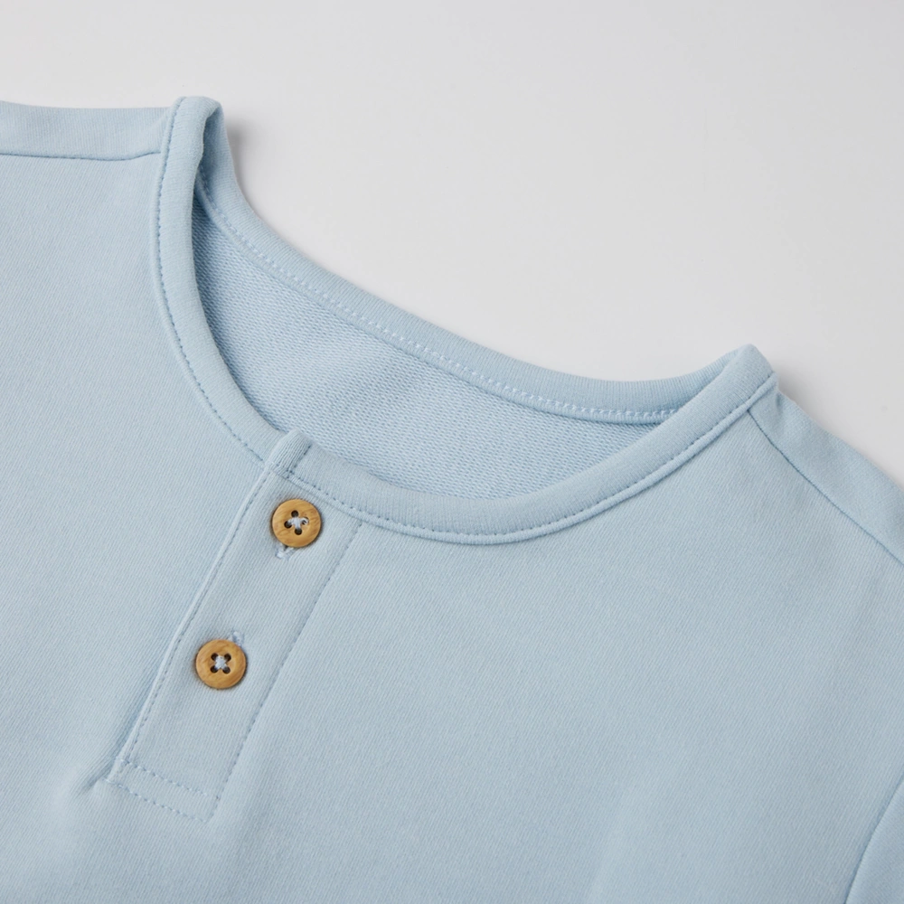 Baby henley neckline with buttons — organic-cotton French terry