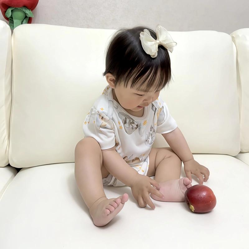 SENSENG APPAREL baby bamboo viscose–cotton blend romper with snap closures, “Cloudy Animal Dream” print (0–24M), soft and breathable