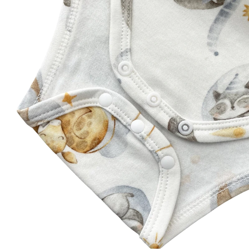 close-up of bamboo cotton fabric on baby romper