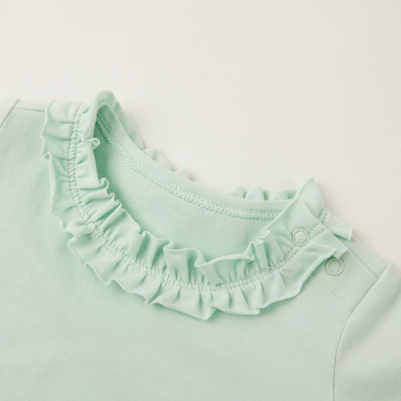 Ruffle neck close-up — naturally dyed color