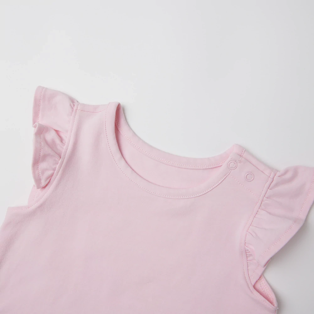 Organic cotton plant-dyed baby girl ruffle short-sleeve tee by SENSENG