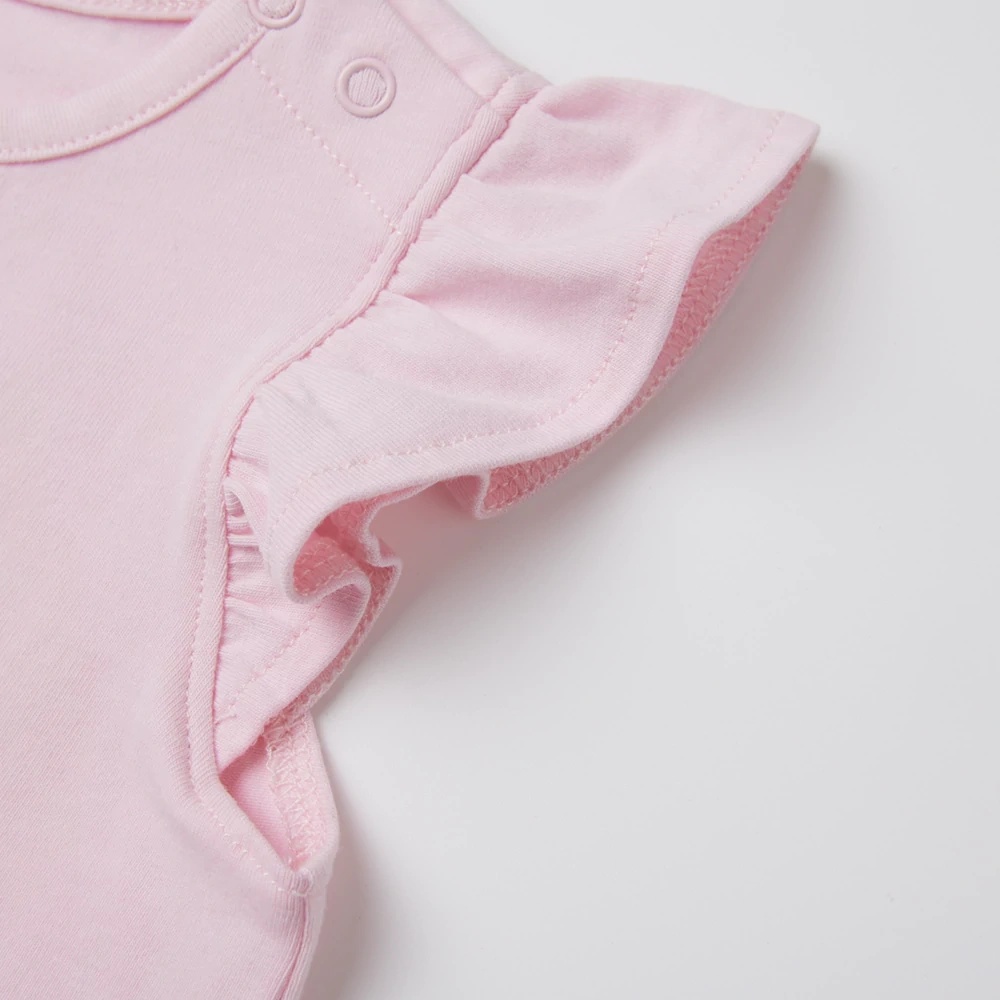 Organic cotton plant-dyed baby girl ruffle short-sleeve tee by SENSENG