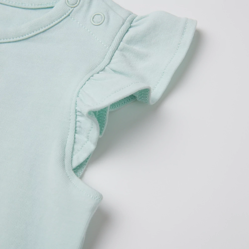 Organic cotton plant-dyed baby girl ruffle short-sleeve tee by SENSENG