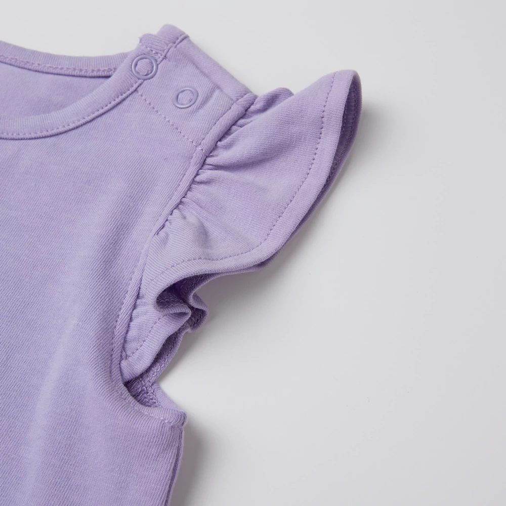 Organic cotton plant-dyed baby girl ruffle short-sleeve tee by SENSENG