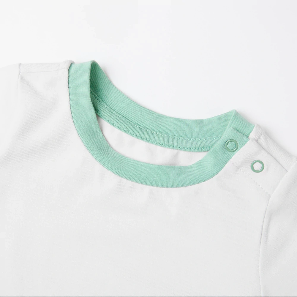 contrast-trim short-sleeve baby tee, plant-dyed organic-cotton jersey