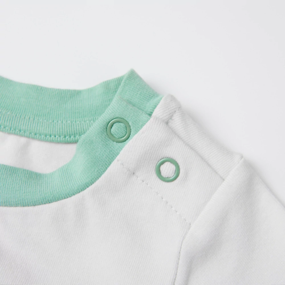 contrast-trim short-sleeve baby tee, plant-dyed organic-cotton jersey