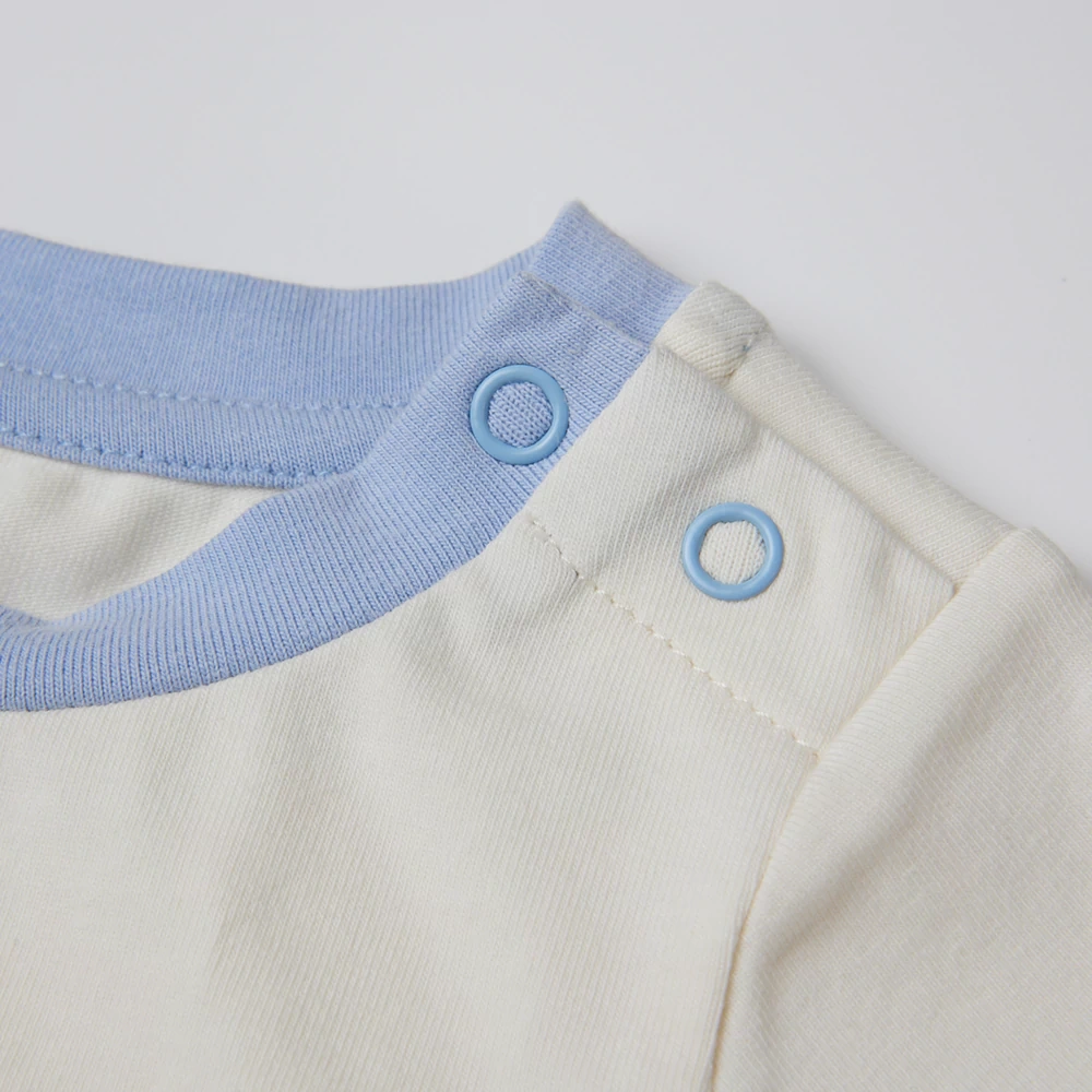 contrast-trim short-sleeve baby tee, plant-dyed organic-cotton jersey