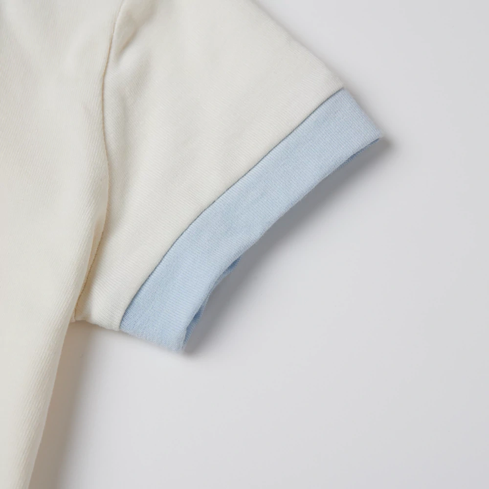 contrast-trim short-sleeve baby tee, plant-dyed organic-cotton jersey