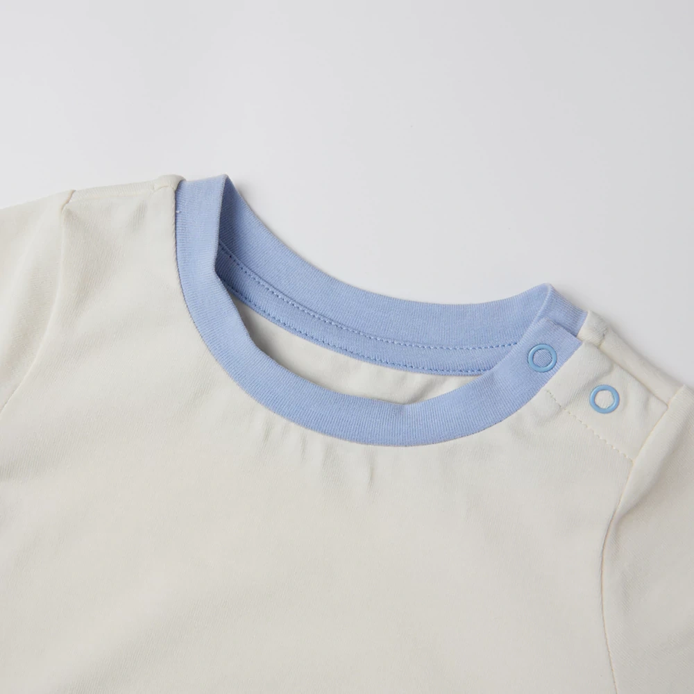 contrast-trim short-sleeve baby tee, plant-dyed organic-cotton jersey