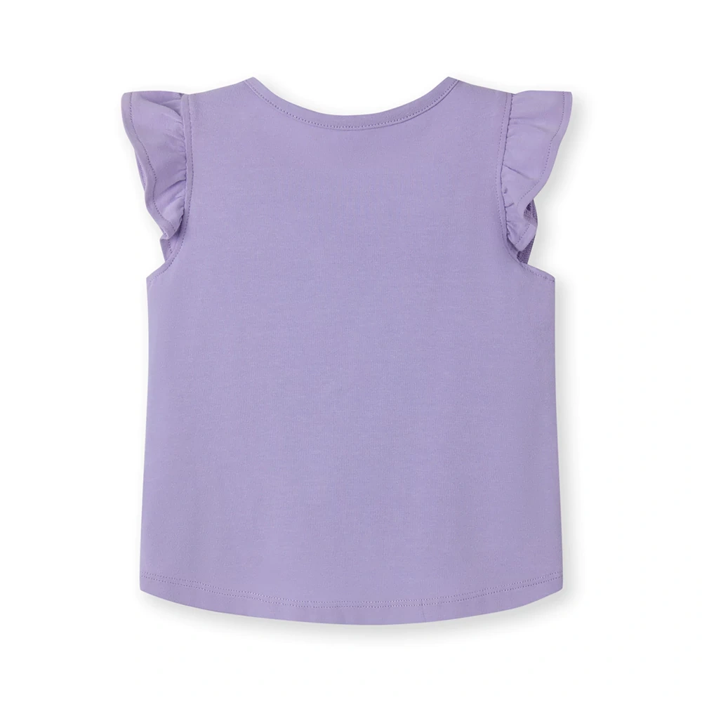 Organic cotton plant-dyed baby girl ruffle short-sleeve tee by SENSENG