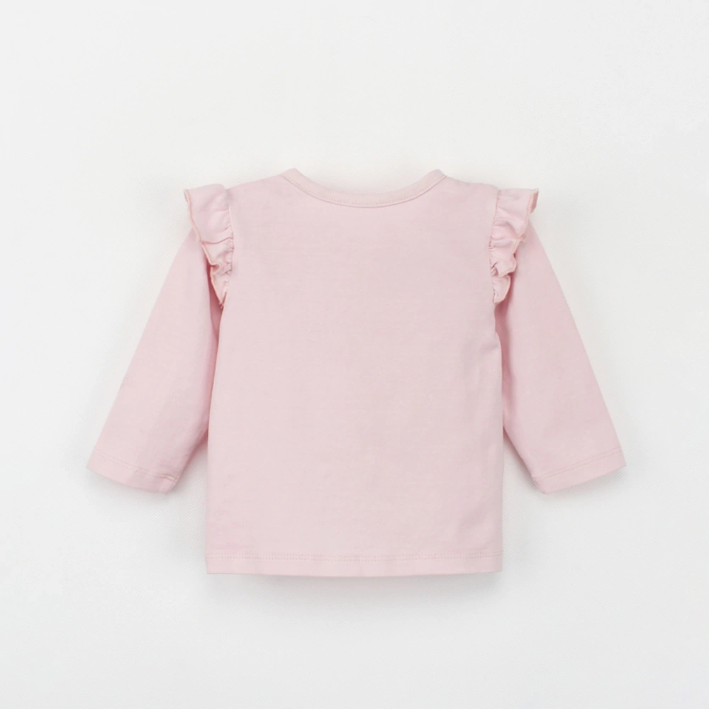 Back view of Plant-dyed organic-cotton flutter long sleeve baby tee