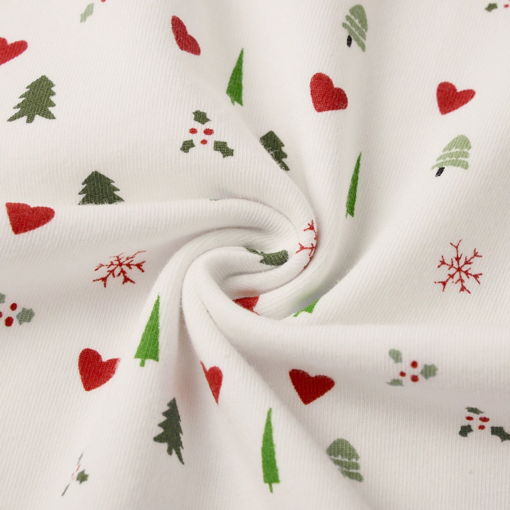 Close-up of fabfic on Happy Xmas baby romper