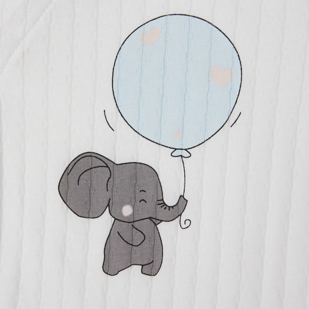 Senseng Baby Side Snap Romper – Organic Cotton, Plant-Dyed, Elephant Print Design