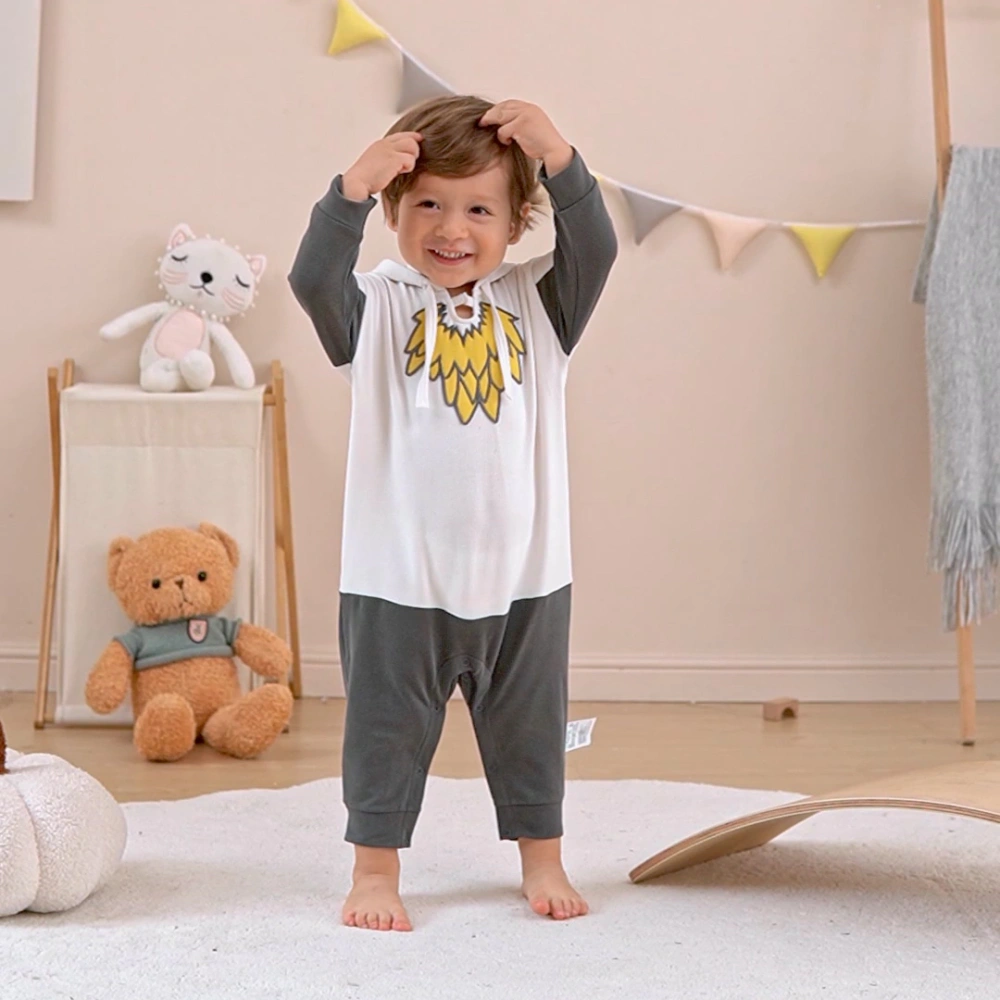 Senseng organic cotton baby eagle costume romper with hood and wing sleeves