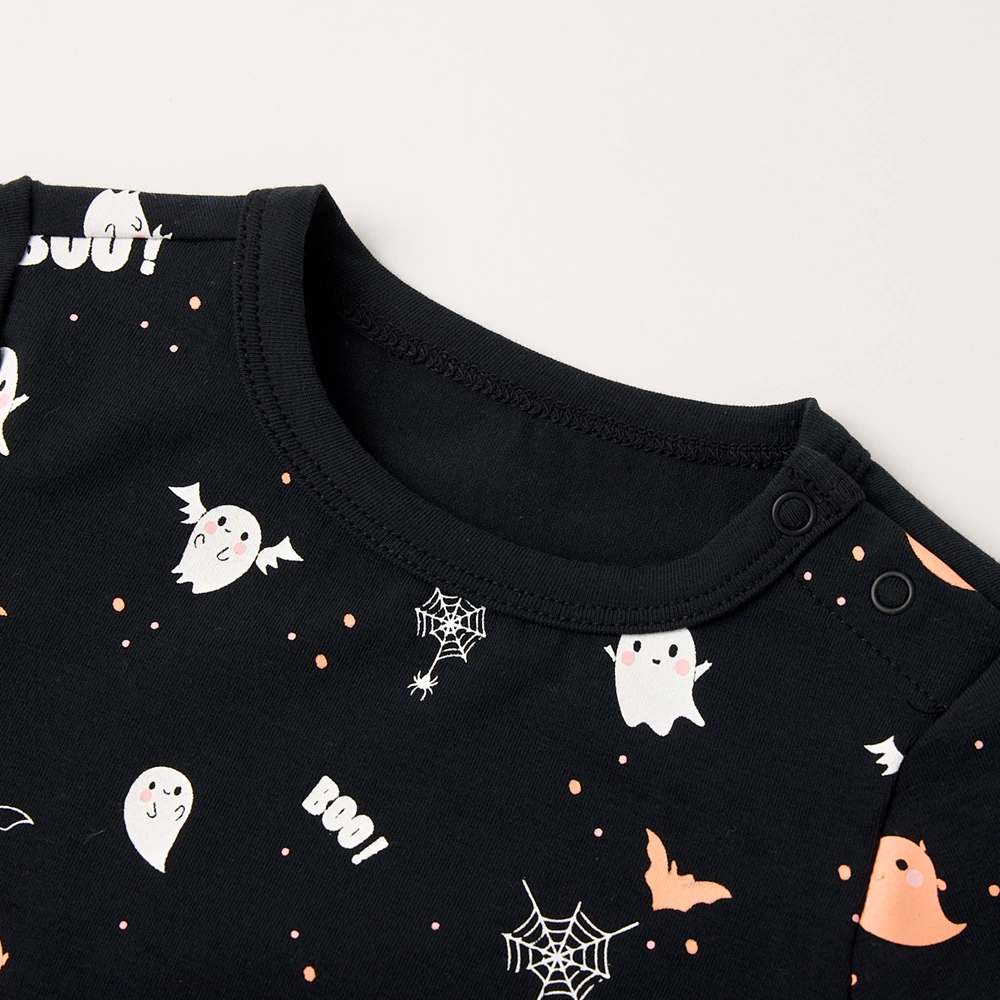 Senseng Organic Cotton Ghost-Printed Halloween Baby Bodysuit – eco-friendly infant Halloween outfit