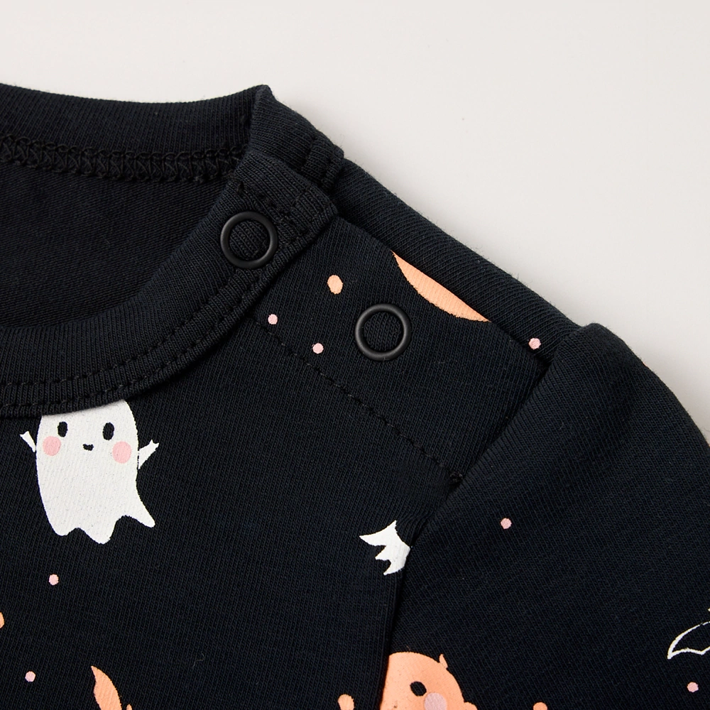Senseng Organic Cotton Ghost-Printed Halloween Baby Bodysuit – eco-friendly infant Halloween outfit