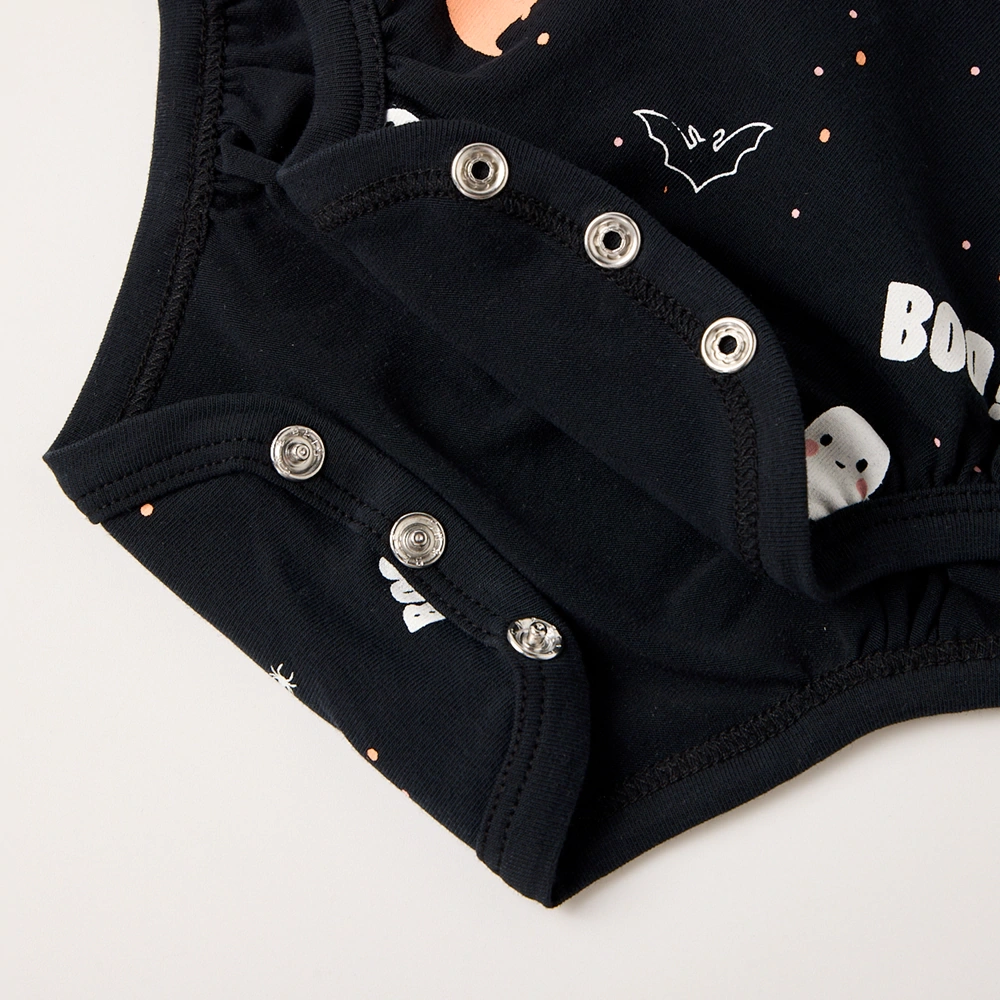 Senseng Organic Cotton Ghost-Printed Halloween Baby Bodysuit – eco-friendly infant Halloween outfit