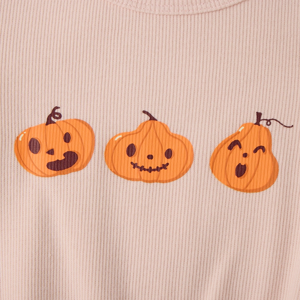 Senseng Organic Cotton Plant-Dyed Baby Pumpkin Halloween Bodysuit with Snap Closures