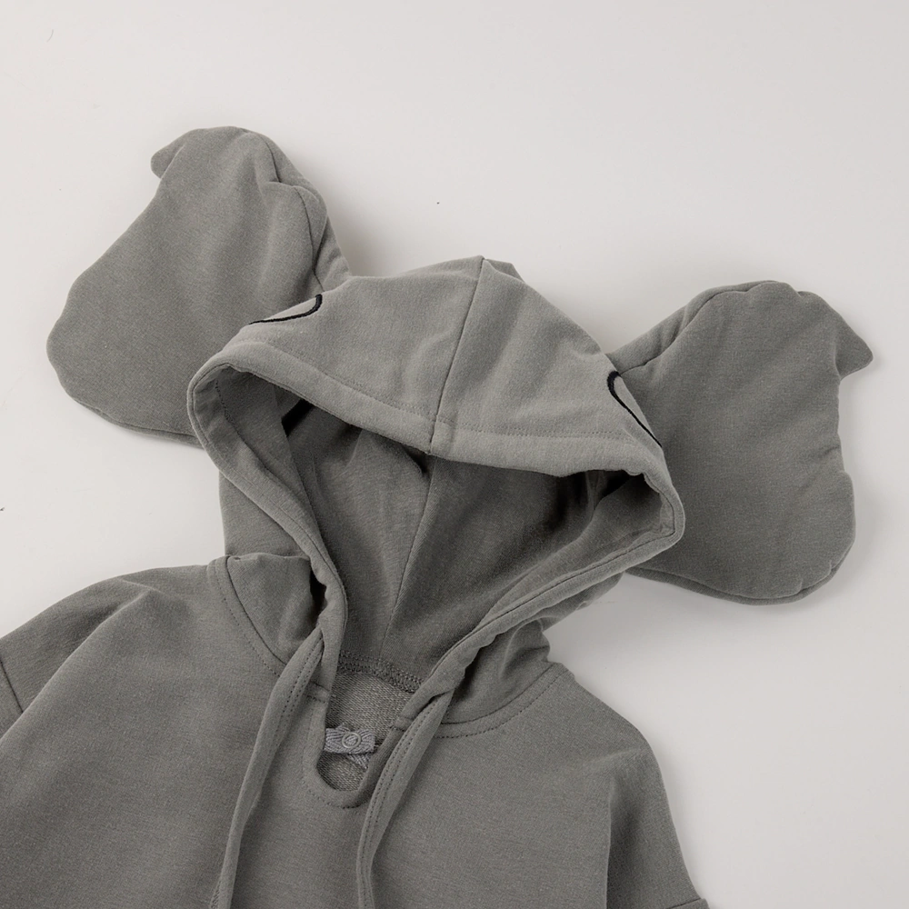 Animal-hood costume romper for babies, easy-on opening