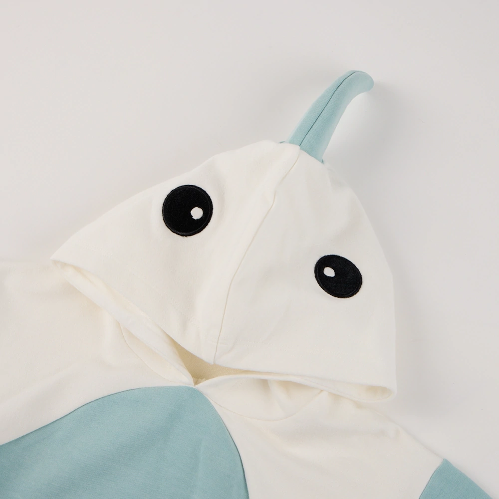 Plant-dyed organic-cotton baby whale costume bodysuit